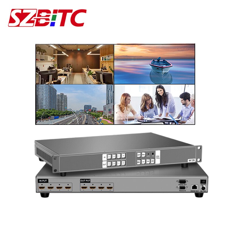 SZBITC HDMI Ʈ 4x4  ġ ,  , LCD TV   LED г ư, 4 in 4 out RS232, 4k